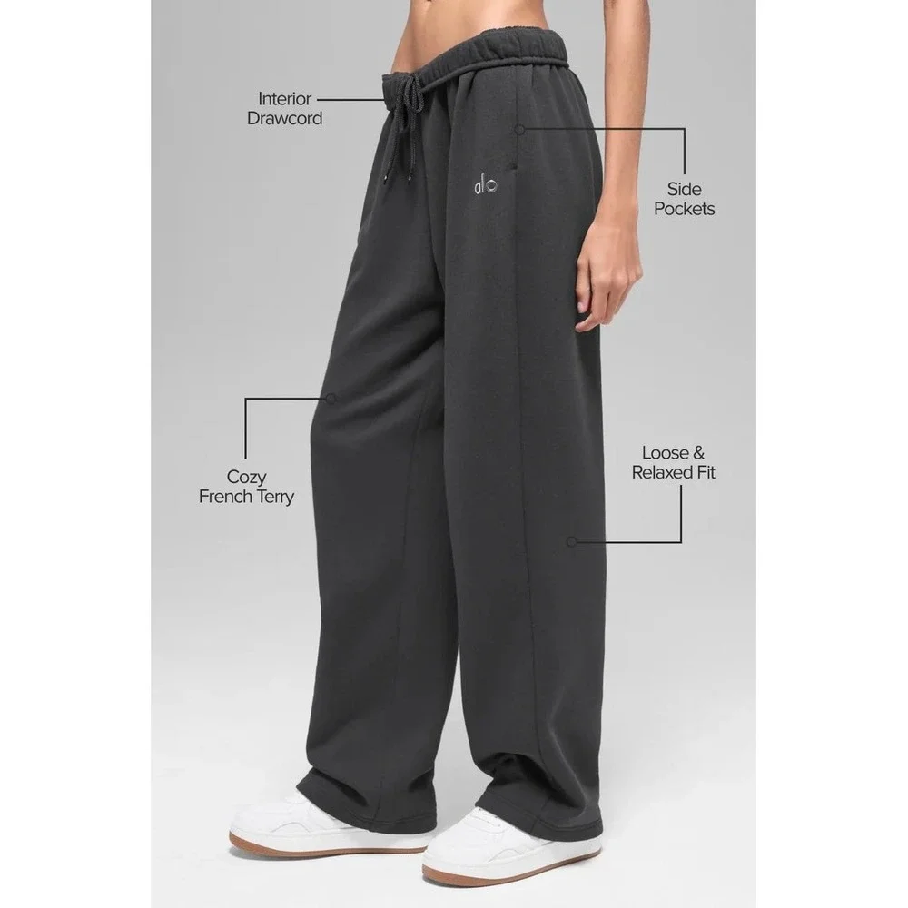 NEW ALO Yoga Accolade Straight Leg Sweatpants Anthracite Gray Women S Fleece